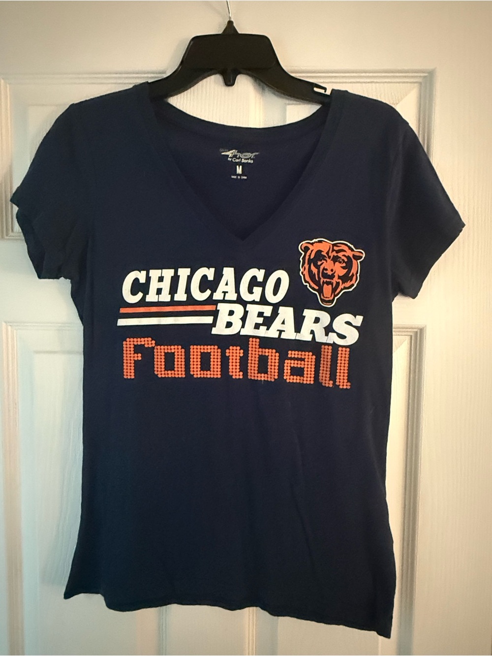 Chicago Bears Women's Navy V-Neck Football T-Shirt
